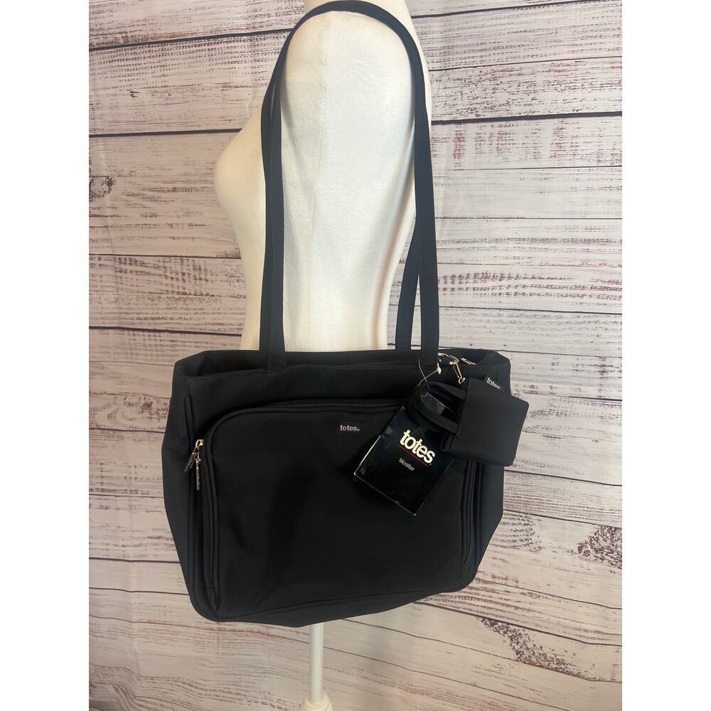 Totes black microfiber organizer tote bag black NWT
